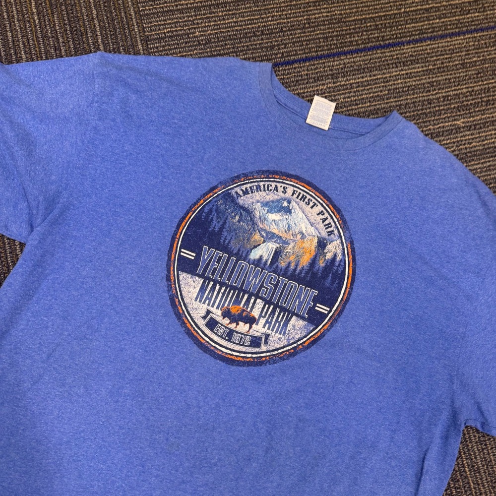 Yellowstone National‎ Park T Shirt Mens 2XL Heather Blue Souvenir